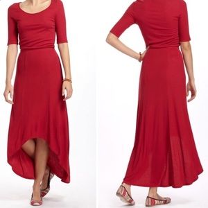 {Anthropologie} Bordeaux High Low Maxi Dress